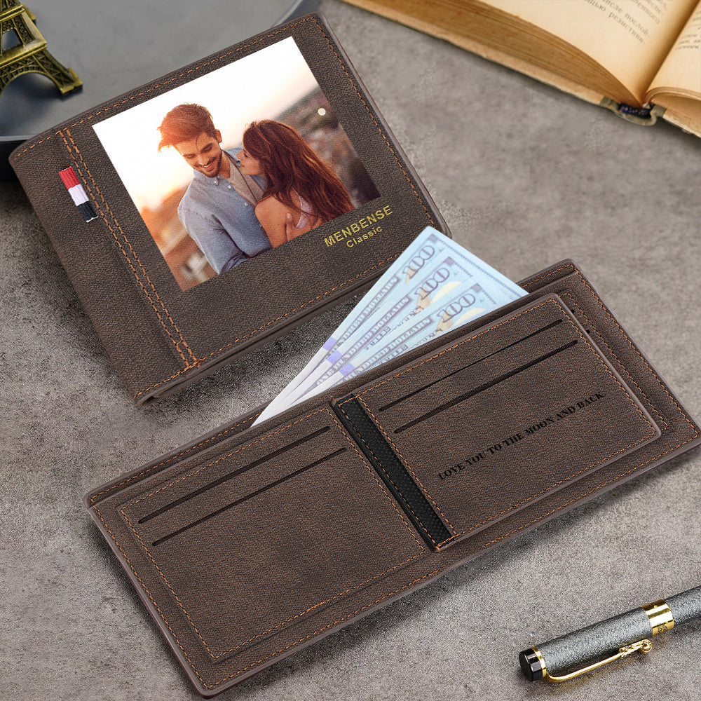 Gift for Him Custom Photo Wallet Men's Wallet Engraved Inside Creative Gift - Image 2