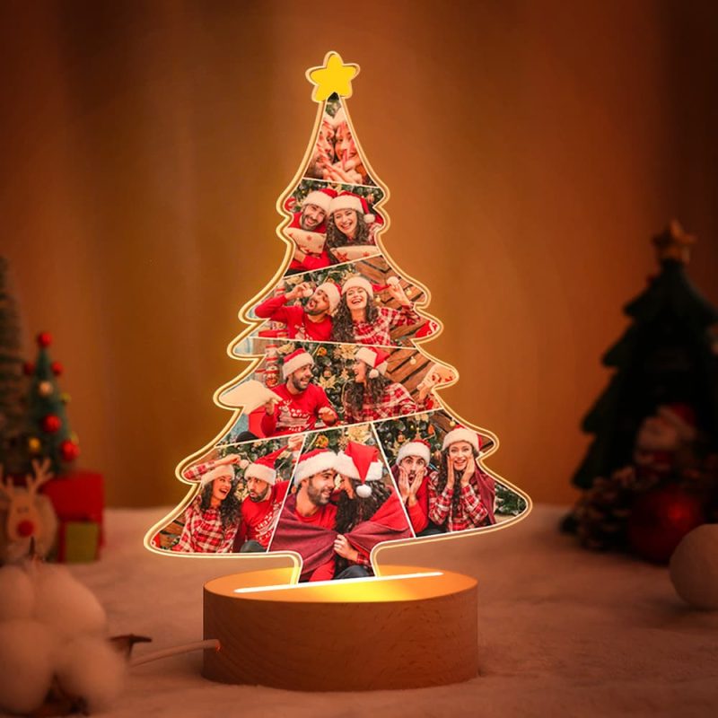 Personalized LED Christmas Tree Lamp Custom Photo Acrylic Night Light