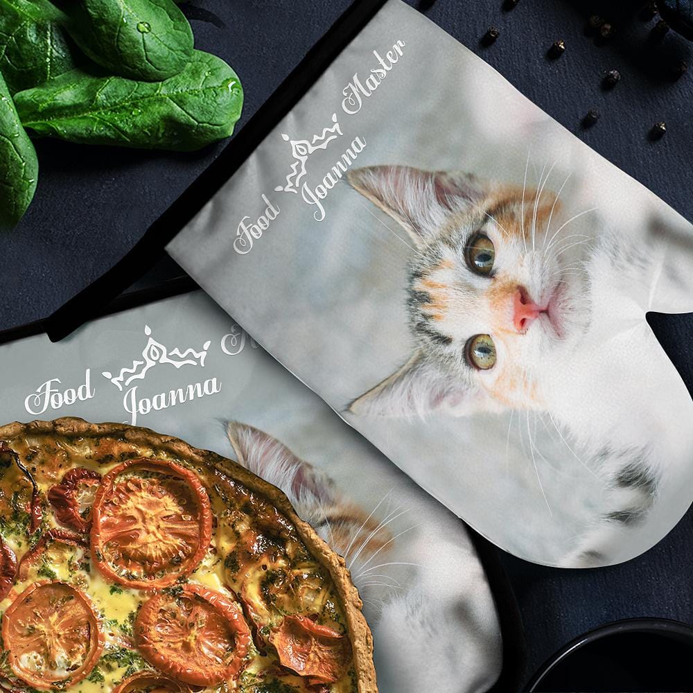 Custom Oven Mitts & Pot Holders Set Baking Set Kitchen Gift For Cat Lovers