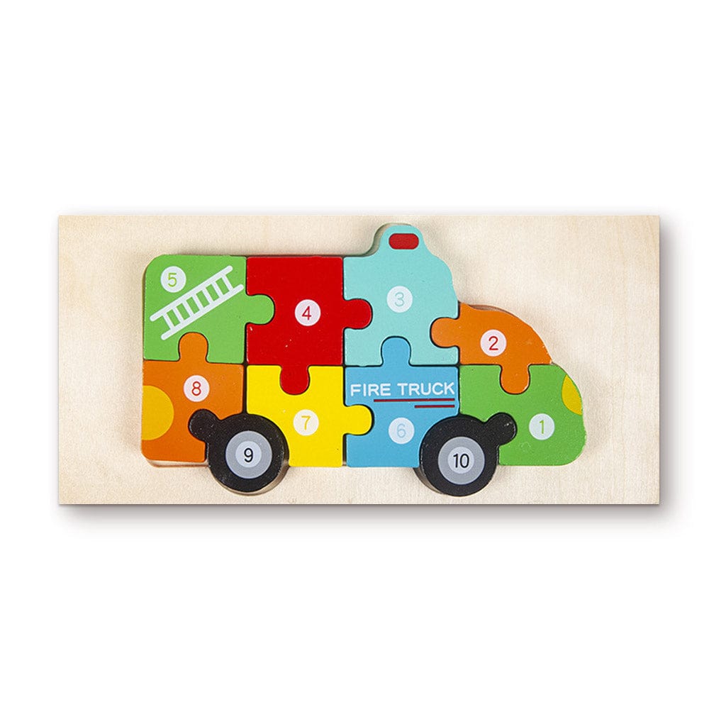 Wooden 3D Jigsaw Puzzle Ambulance Number Block Puzzles Educational Learning Montessori Toys for Toddlers - Image 2