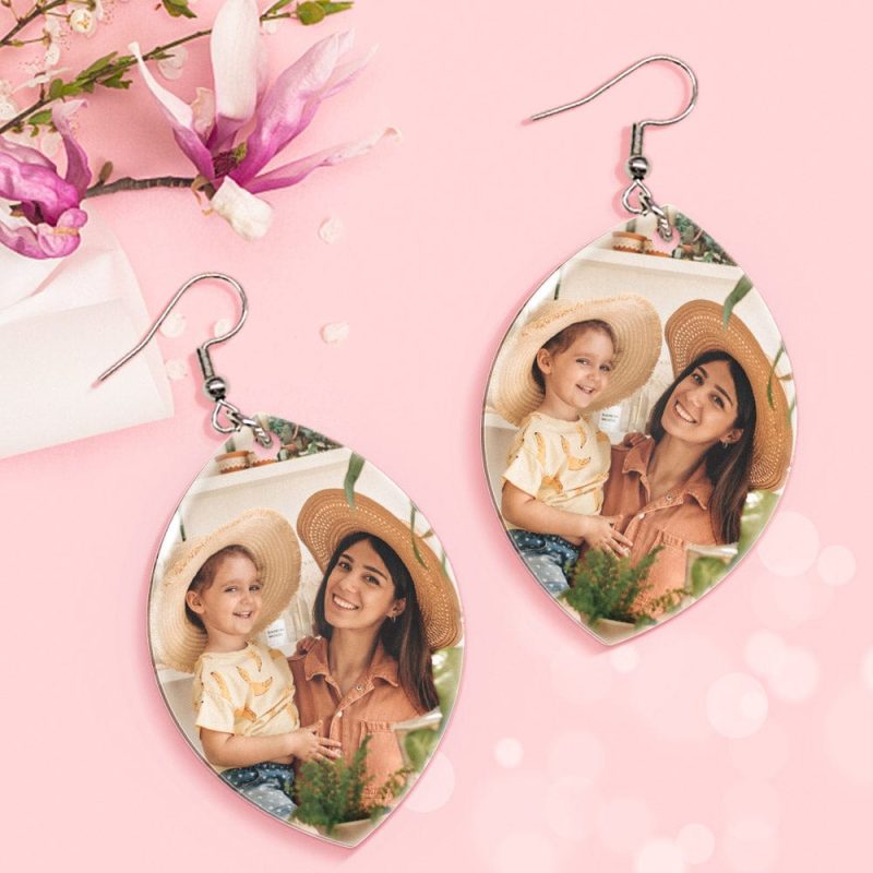 Photo Earrings Personalized Oval Earrings Acrylic Earrings Gifts For Mother’s Day