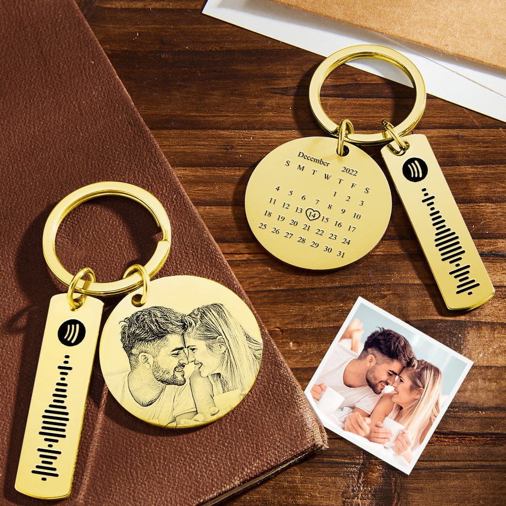Custom Photo Calendar Spotify Keychain Personalized Stainless Steel Keychain Valentine's Day Gift for Lover - Image 4