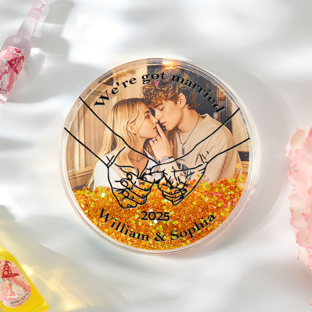 Custom Photo Round Quicksand Fridge Magnet Personalized Refrigerator Magnet Wedding Gifts - Image 2