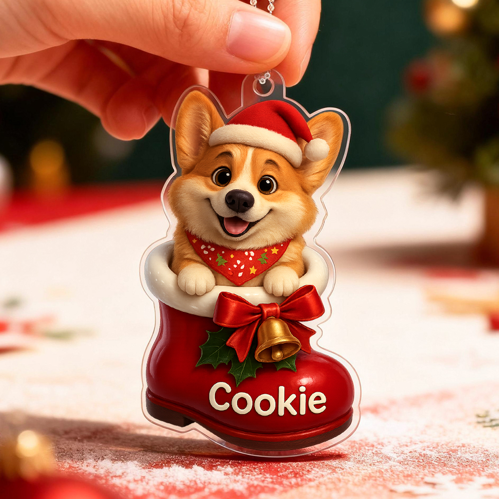 Custom Car Hanger Pet Love In Stocking for Cute Dog Cats Christmas Acrylic Gifts Lovely Gift In Memory of Your Pets Existence - SantaSocks - Image 2