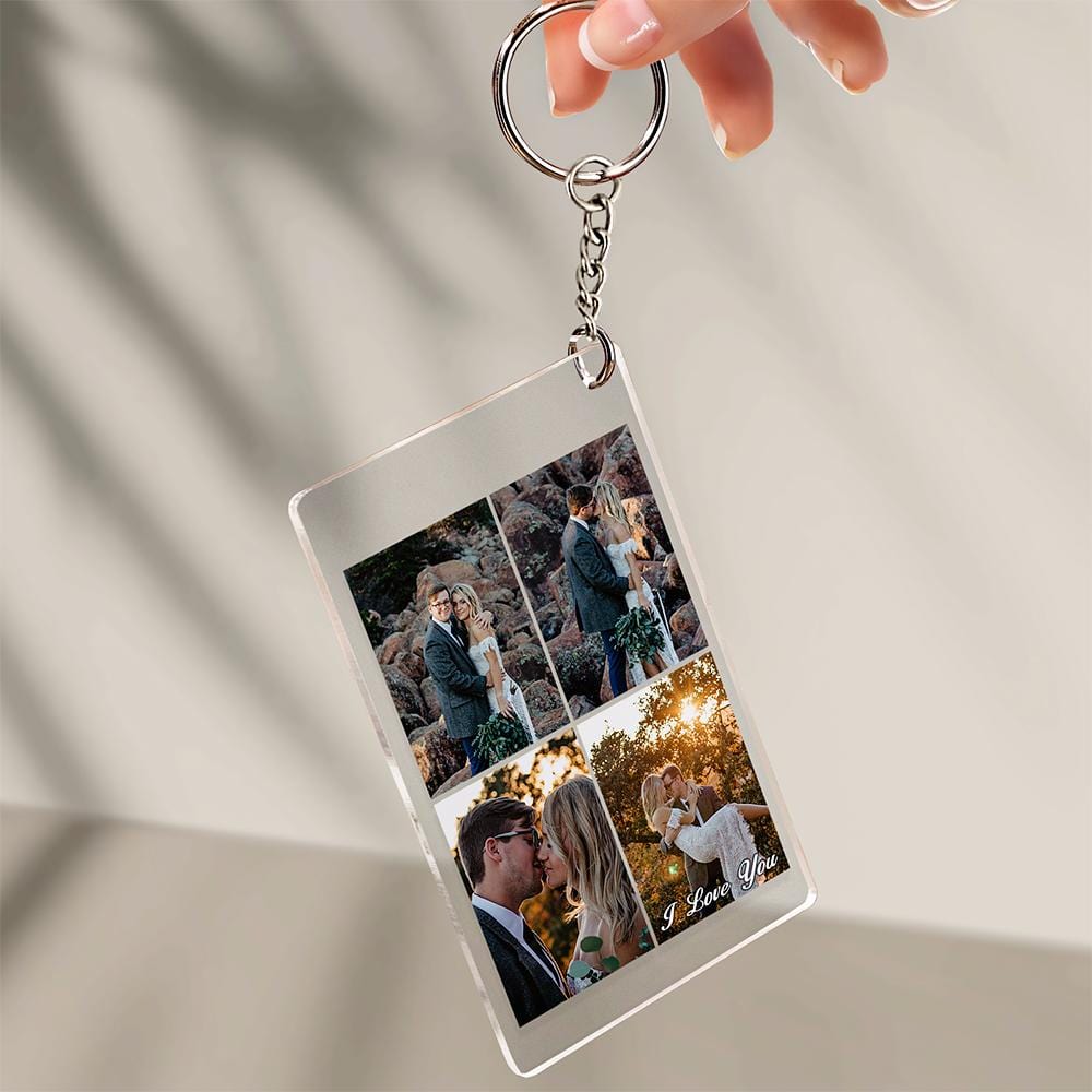 Personalized Multi Photo Keychain Personalized Collage Photo Key Ring Gifts for Couple - Image 2