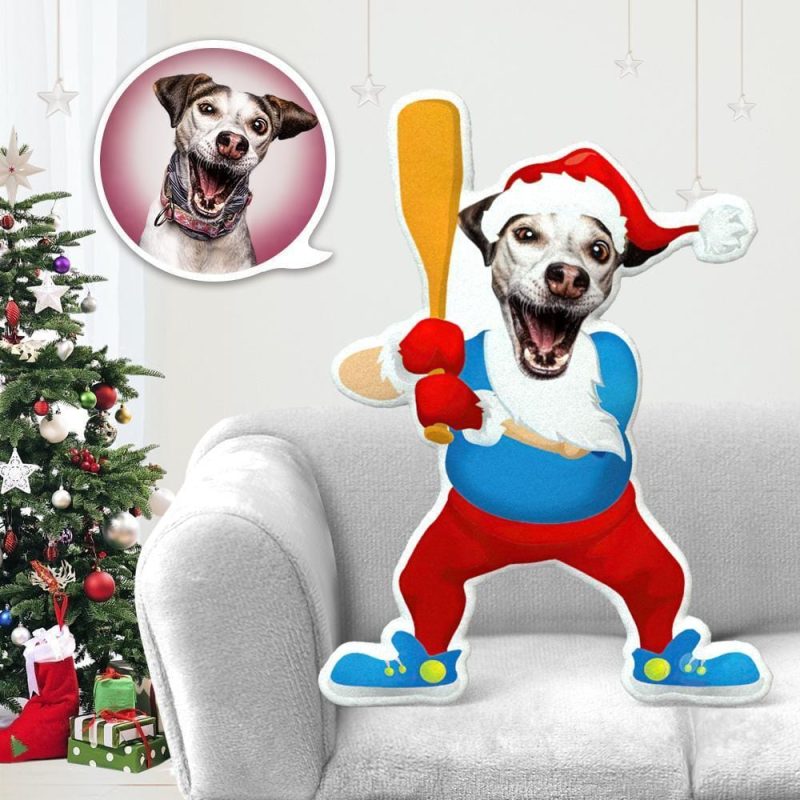 Custom Stuffed Animals Pillow Pet Photo Pillow Gifts for Dog Lovers Baseball Santa Costume Christmas Gifts
