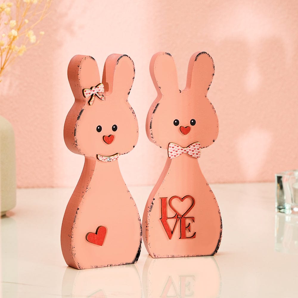 Wooden Couple Rabbit Home Decor Valentine's Day Gift for Couple