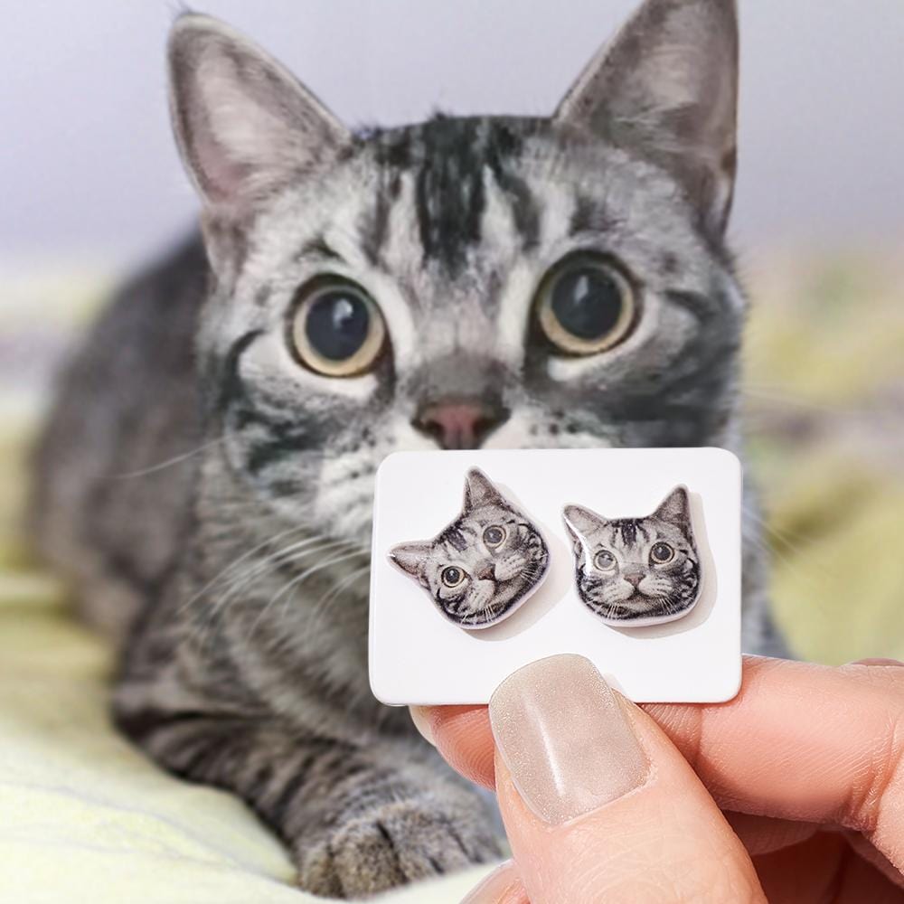 Custom Pet Face Earrings Personalized Photo Ear Studs Anti Allergy Gifts for Her