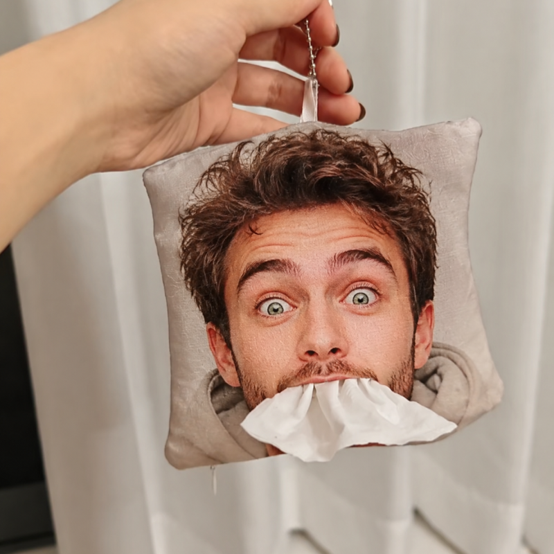 Custom Photo Tissue Holder Keychain Funny Novelty Portable Pocket Tissue Bag Unique Prank Gift For Family Friends 5