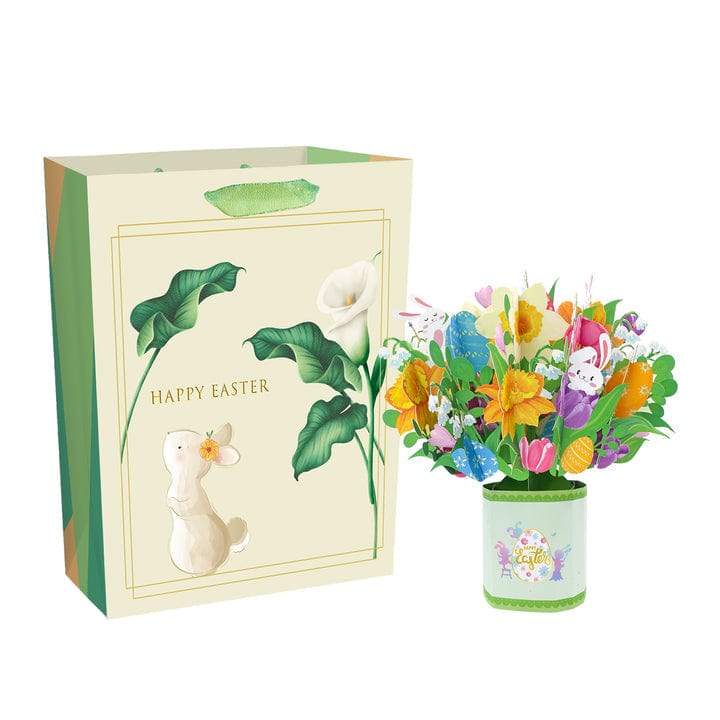 Pop Up Card Bunny Bouquet Card with Lily Gift Bag