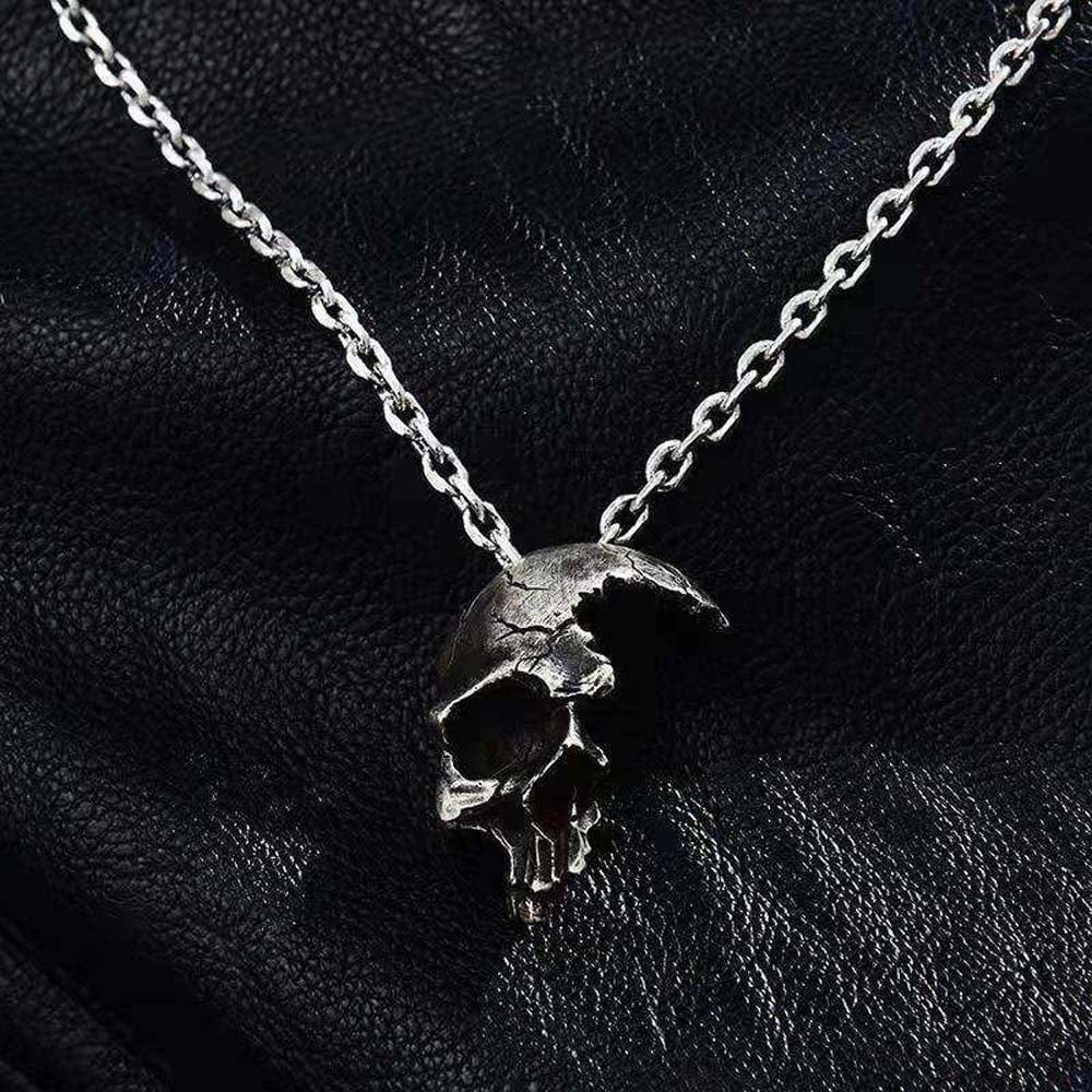 Halloween Necklace Half Face Skull Pendant Necklace Halloween Gifts - Image 2