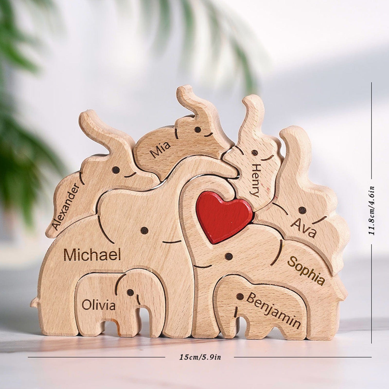 Wooden Family Elephant Puzzle Custom Names Home Decor House Warming Gifts - Image 2