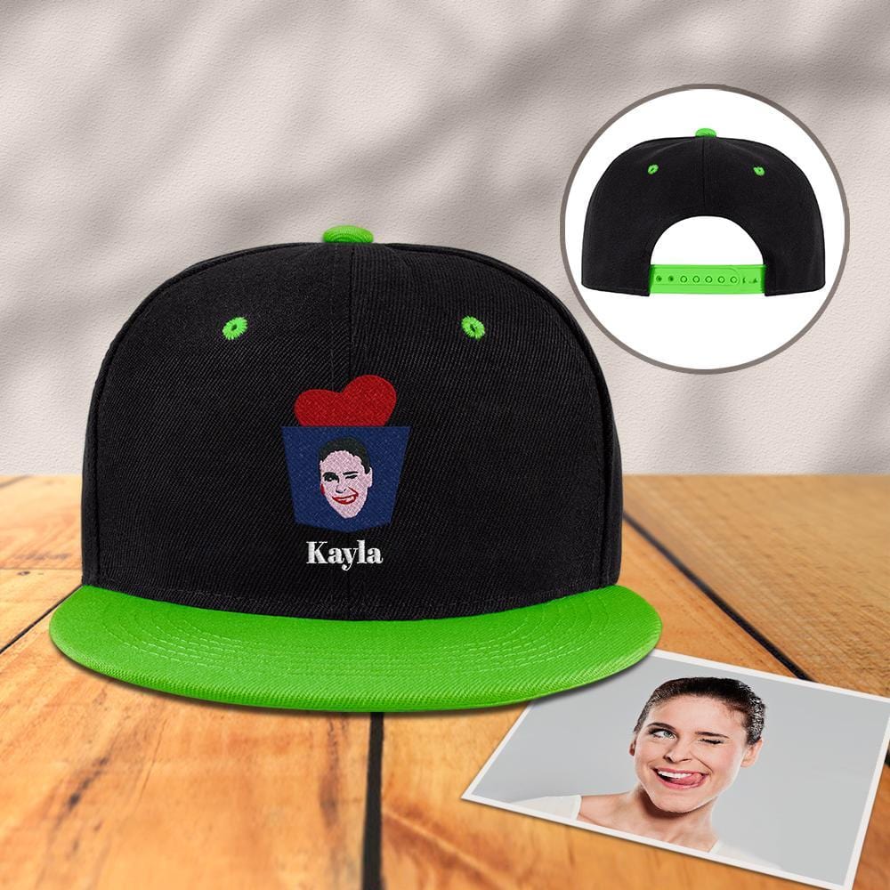 Custom Engraved Photo Baseball Cap Black and Green