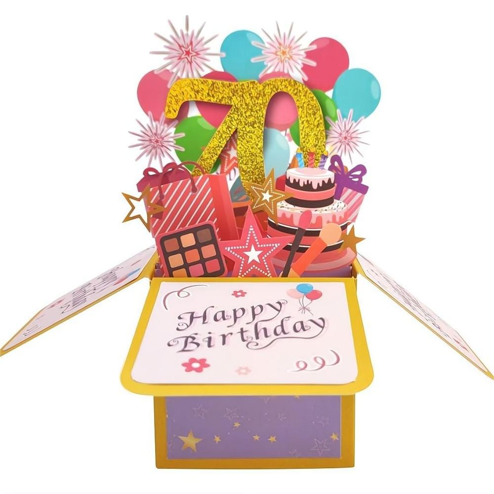 Birthday Pop Up Box Card 70th Birthday 3D Pop Up Greeting Card - Image 2