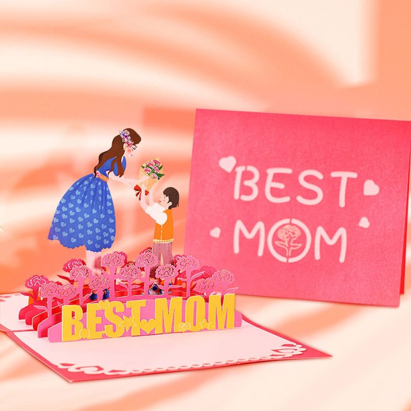 Mother’s Day Card Fence Flower 3D Pop Up Greeting Card for Mother
