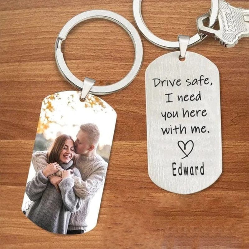 Drive Safe Keychain Custom Photo Keychain With Name Birthday Gifts For Boyfriend