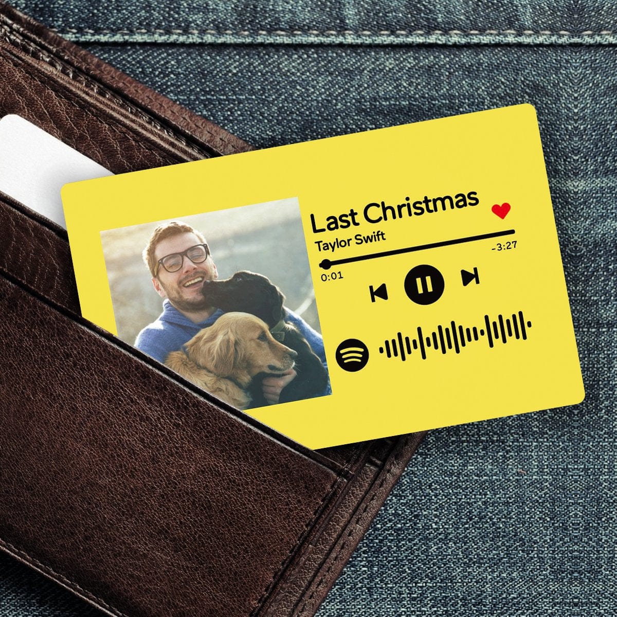 Custom Spotify Music Code Wallet Card Personalized Message Card Yellow - Image 2