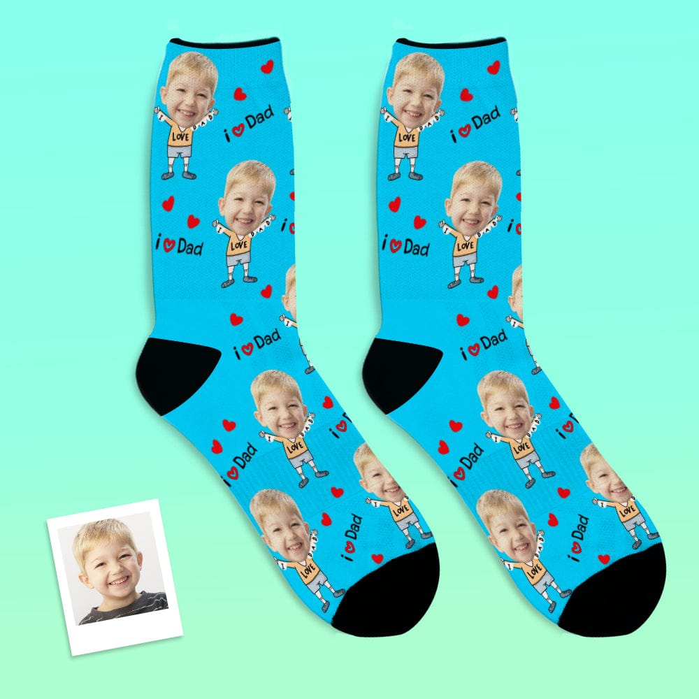 Father's Day Socks Custom Socks with 2 Faces 8 Colors - I Love Dad - Image 3