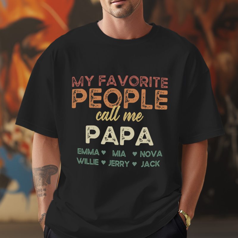 Father’s Day Gifts Personalized Grandpa Shirt With Grandkids Names, Custom Grandpa Dad Gift