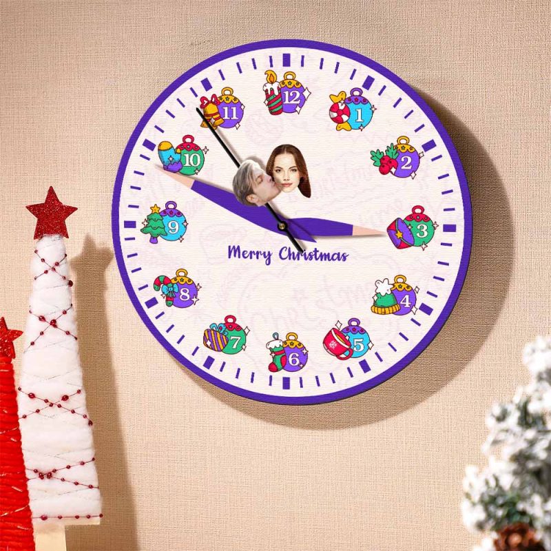 Custom Face Clock Christmas Gifts Kiss My Girl Add Personalized Text