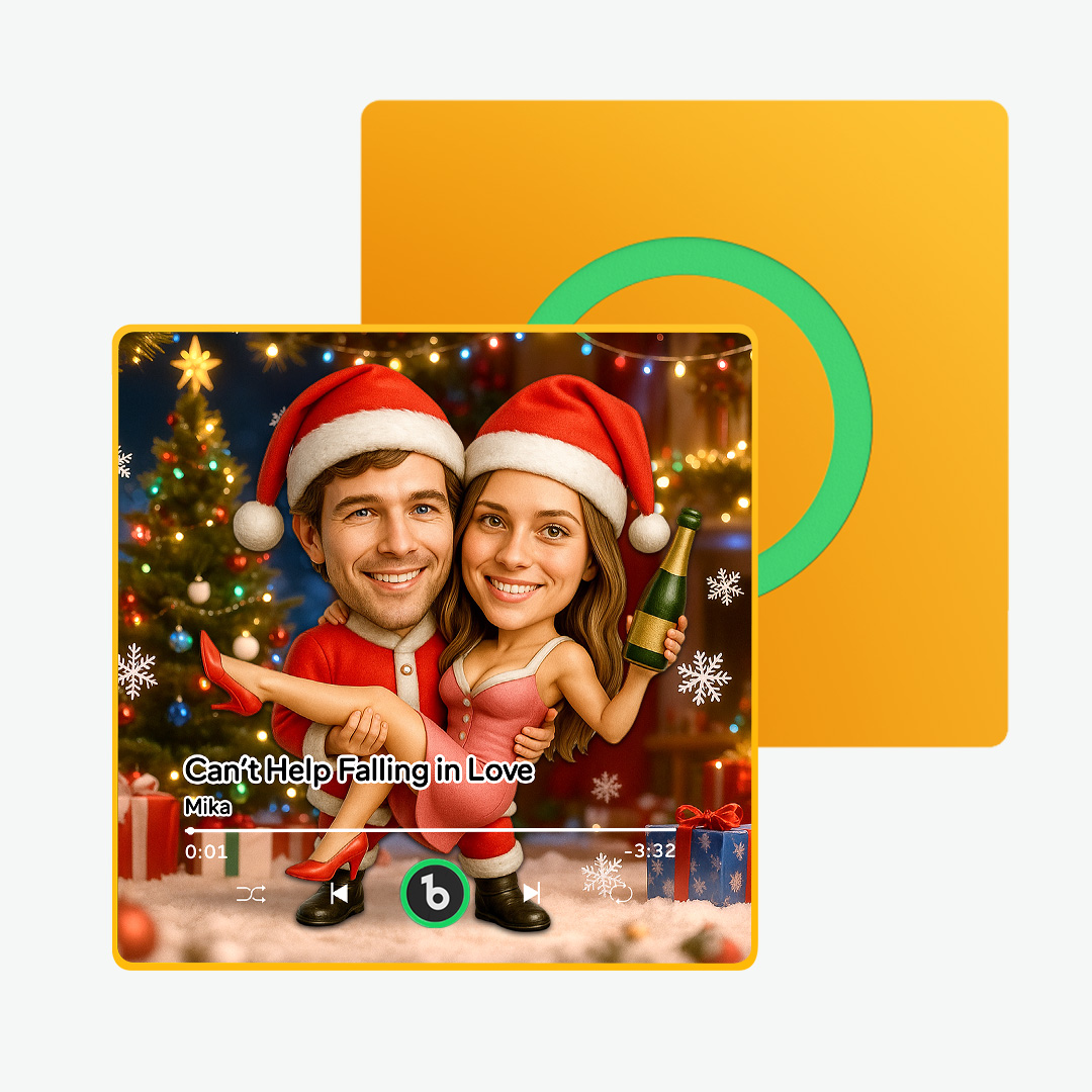 Personalized Christmas Couple Theme Cartoon Music Fridge Magnet - Image 2