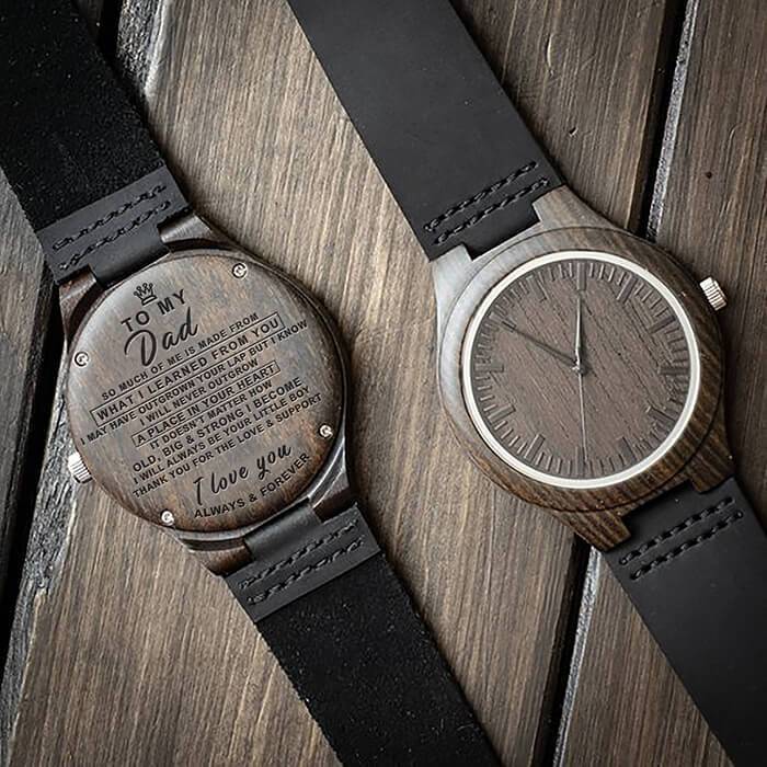 Custom Engraved Watch Personalized Wooden Watch Gifts For Dad
