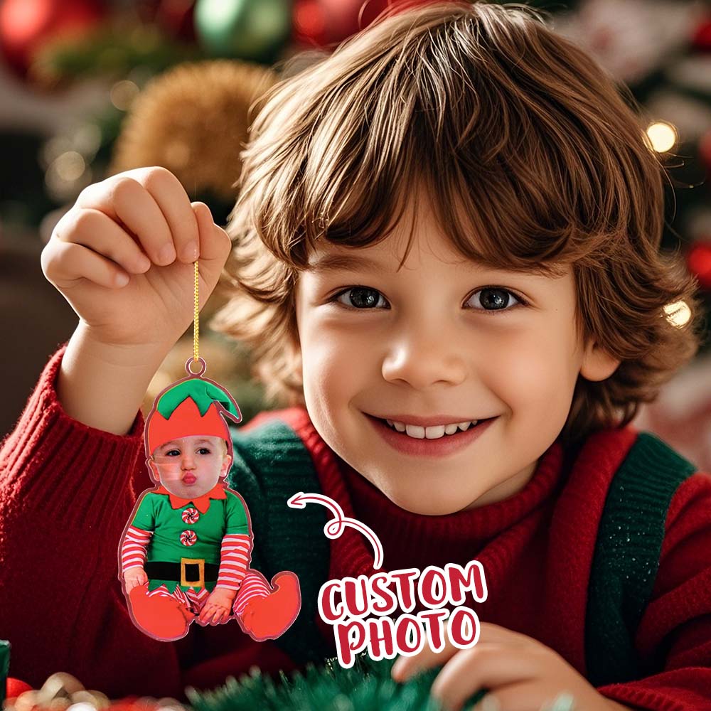 Personalized Photo Christmas Ornaments Acrylic Custom Baby Face Christmas Tree Ornaments Xmas Decoration Hanging Pendant GiftsUS