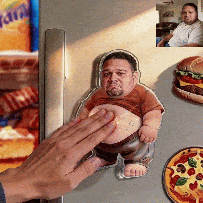 Personalized Squishy Photo&Music Fridge Magnet – Custom Photo Character Squeeze Belly Magnet with Built-in Sound, Funny Gift for Family & CouplesUS