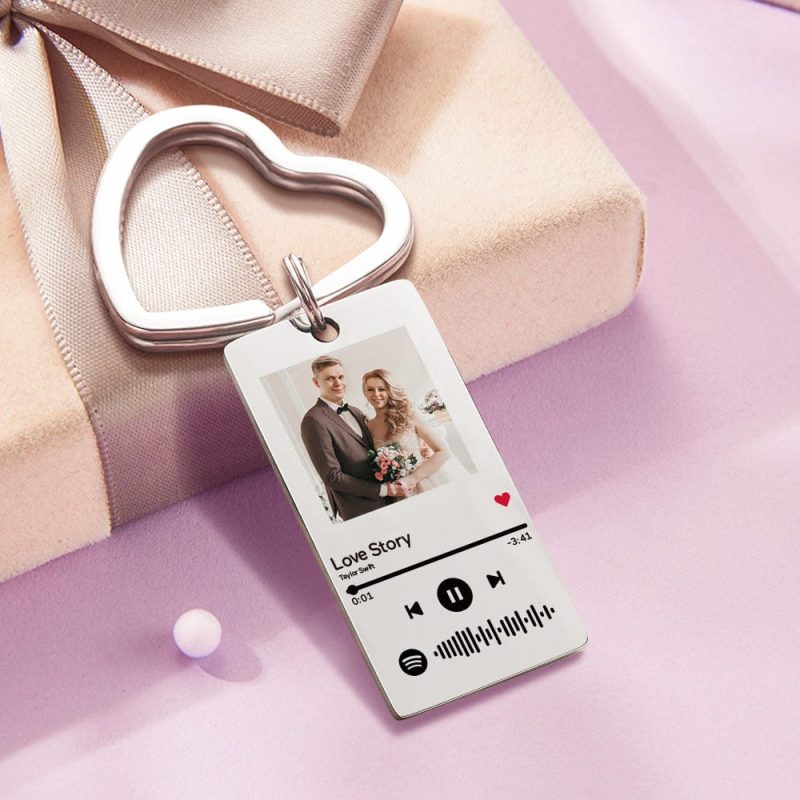 Custom Spotify Keychain With 2 Colors Personalized Wedding Gifts