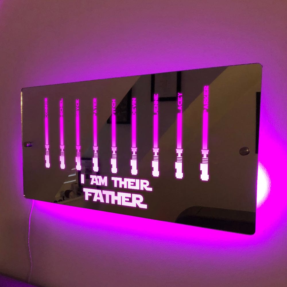 Personalized I Am Their Father Mirror Light Custom Name Light Up Mirror Father's Day Gifts - Image 3