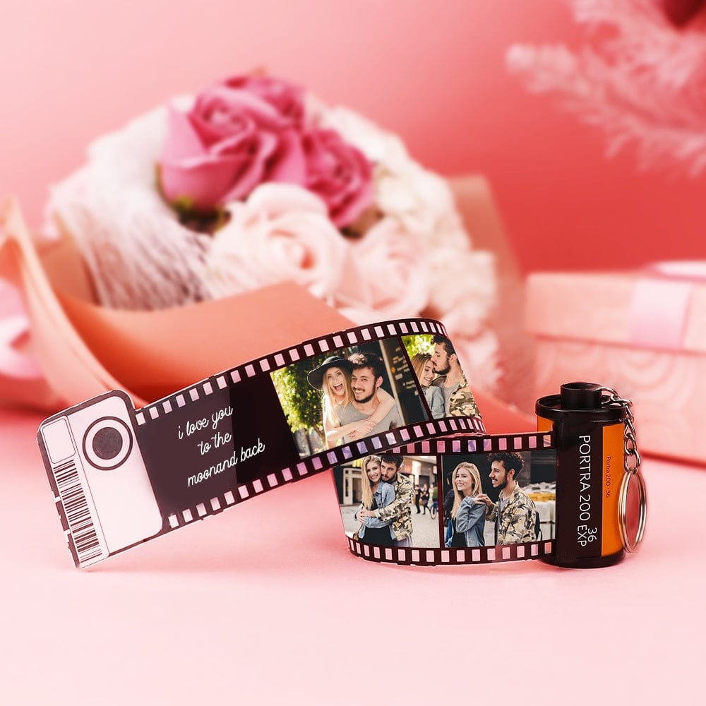 Custom Camera Roll Keychain Photo Film Roll Keychain with Text Gift for Couple