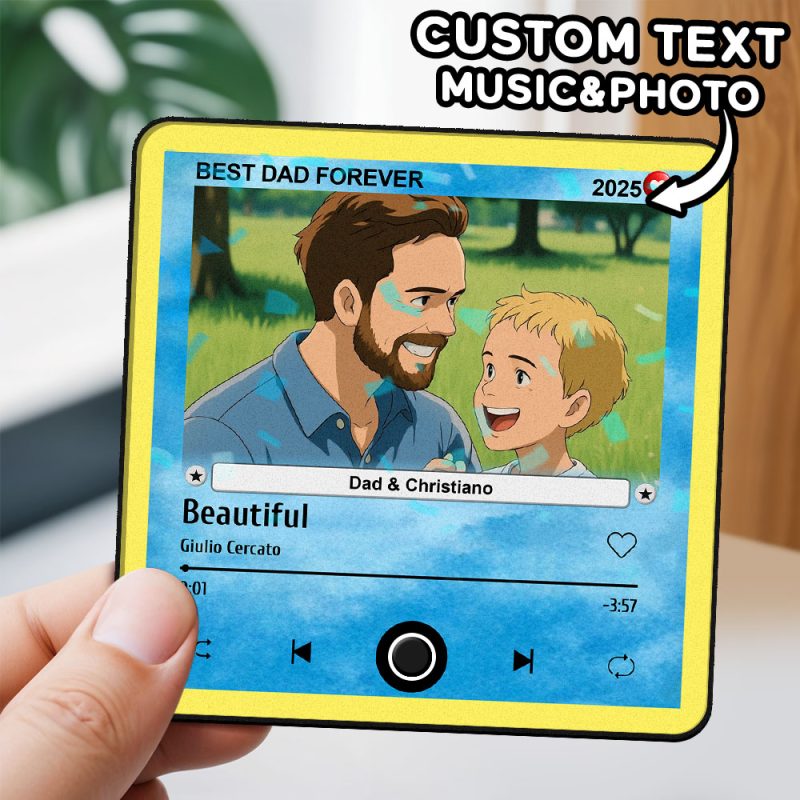 Custom Cartoon Dad Photo Fridge Magnet Music Can Be Played Without Cell Phone Music Photo Fridge Magnet Decoration for LoverUS