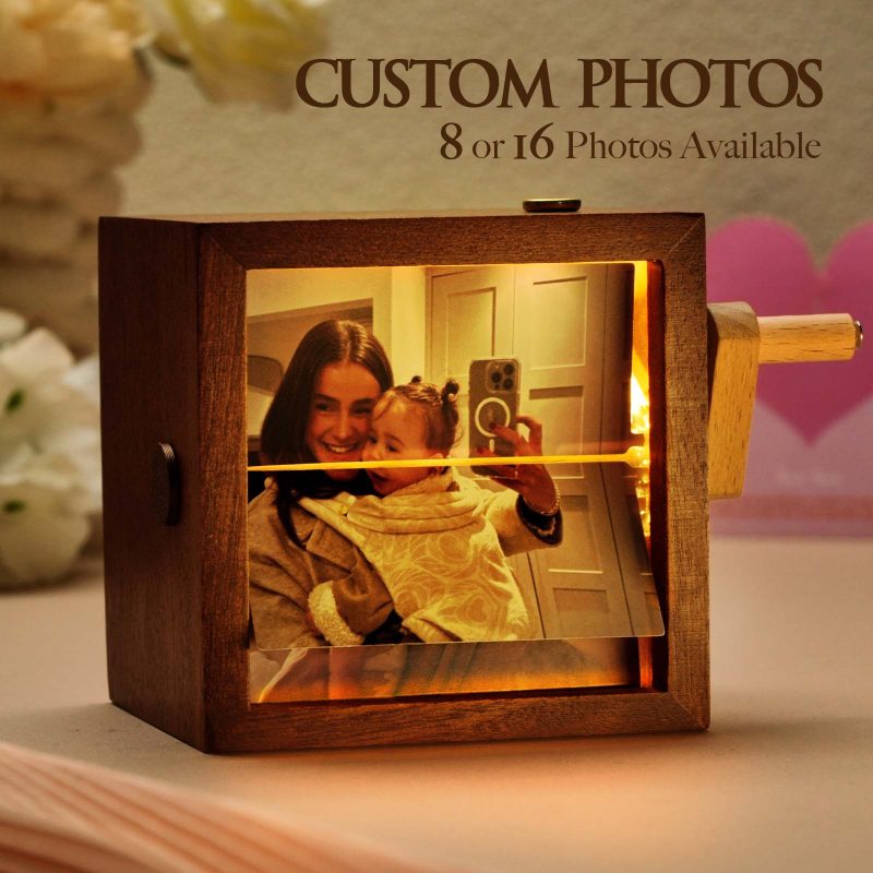 Custom Photo Flipbook Frame Animation Machine Mechanical Hand-cranked Photo Album with Light Unique Mother’s Day Gifts – soufeelus
