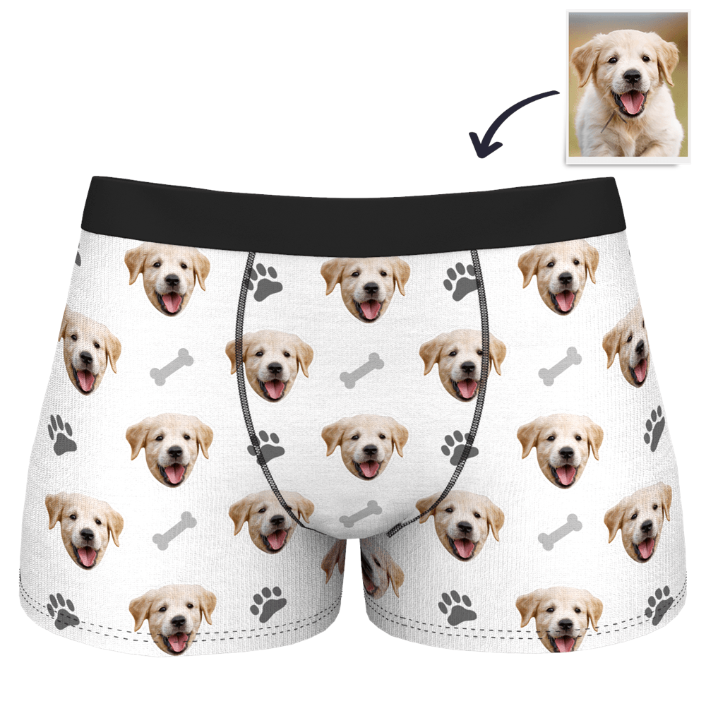 Custom Boxer Shorts with Dog Face Funny Gift For Him