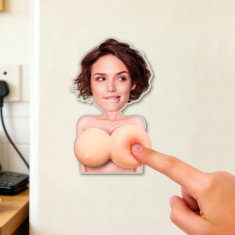Naughty Gift For Him, Funny Anniversary Gift Upload Face – Personalized Fridge Magnet