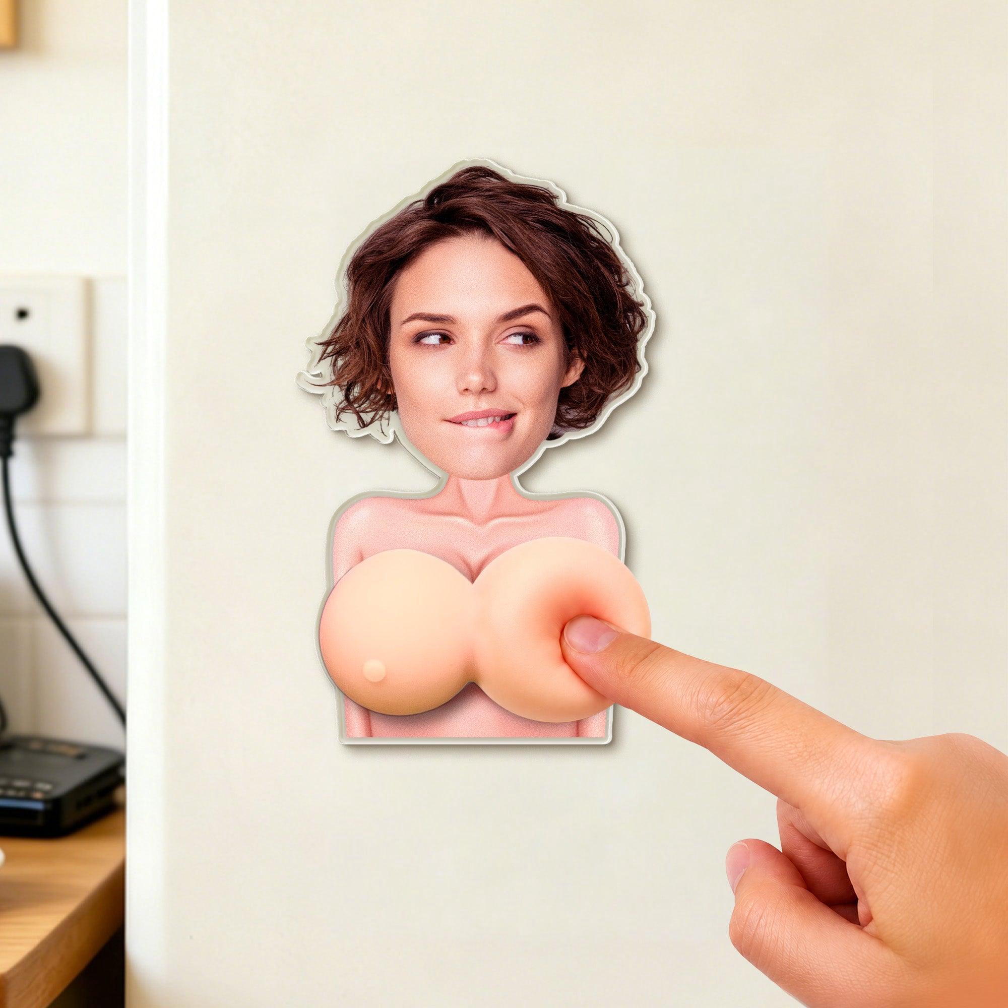 Naughty Gift For Him, Funny Anniversary Gift Upload Face - Personalized Fridge Magnet