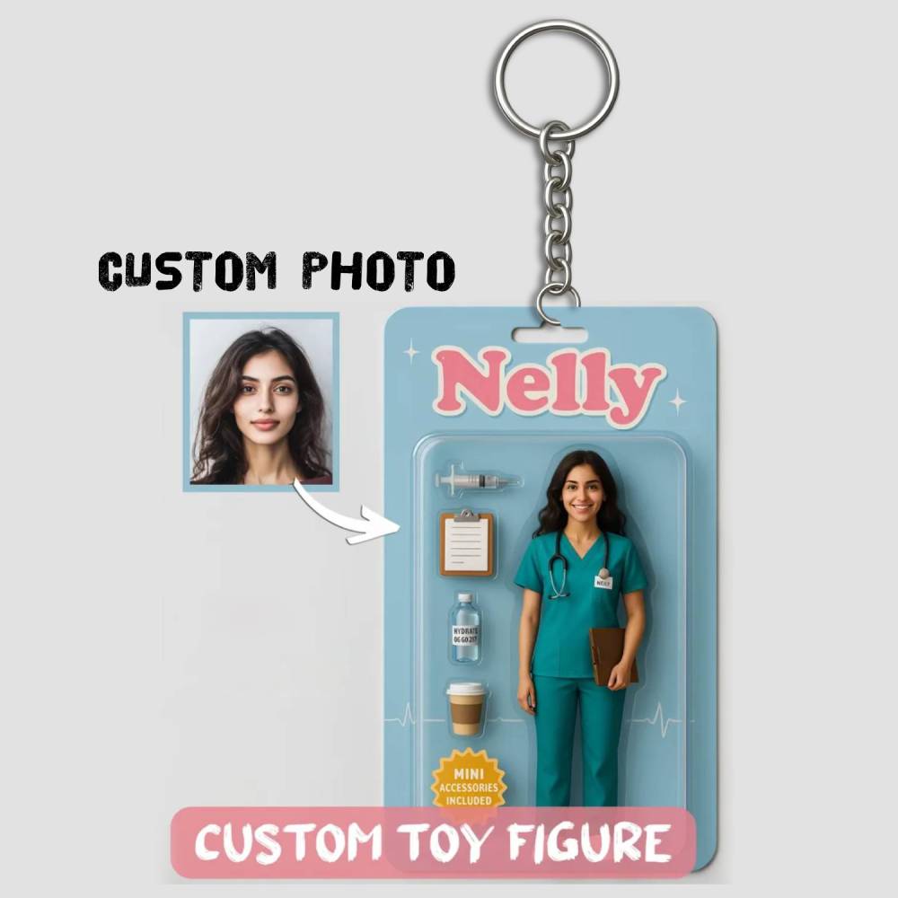 Fully Body Custom 3D Effect Action Figure Pack Packaging Toy Box Style Art Gift Personalized 2D Printing Acrylic Keychain Gift for Mother - Image 2