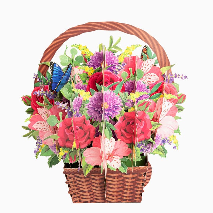 Carnation Daisy Mixed Basket Flower Pop up Card Flower Card for Mother’s Day
