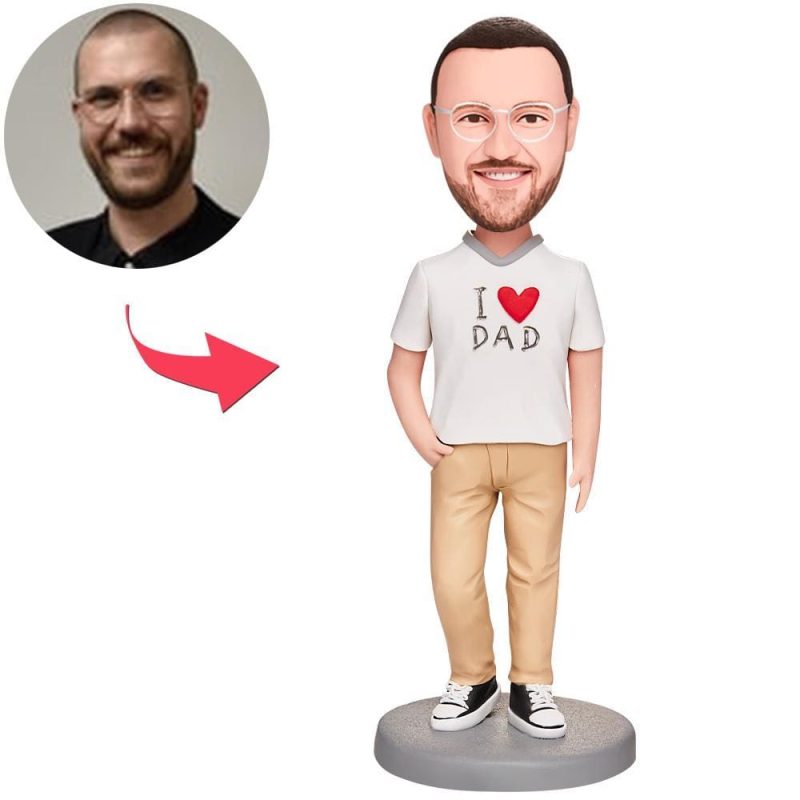 Father’s Day Bobblehead Custom Bobblehead with Engraved Text Father’s Day Gifts – I Love My Dad