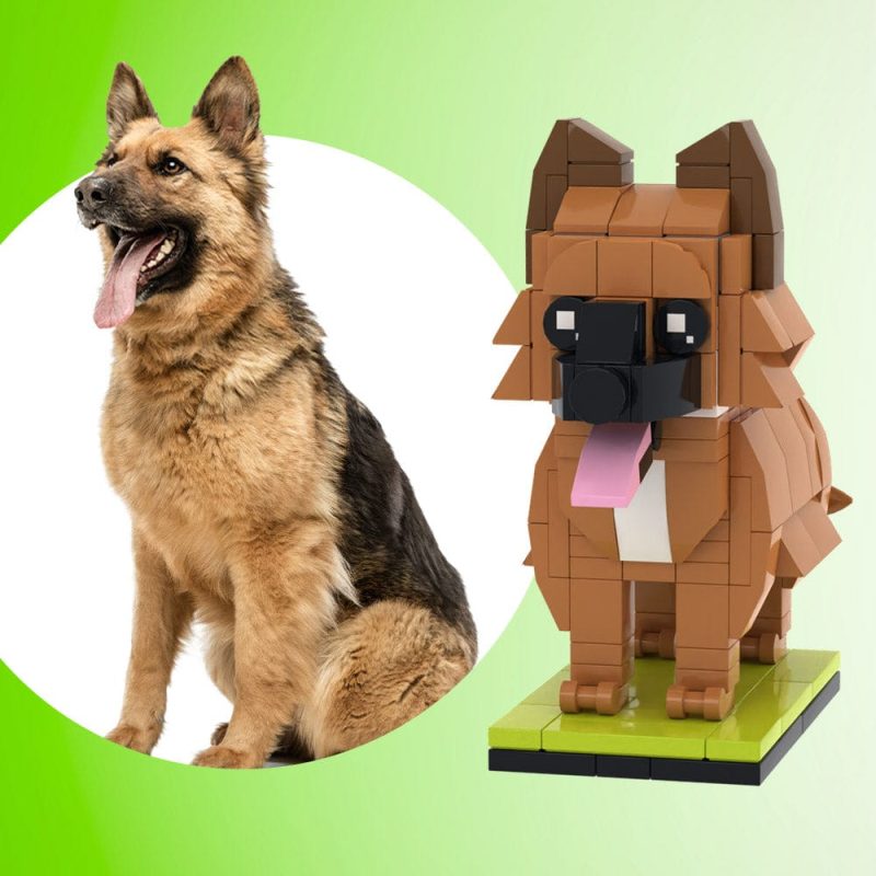 Fully Body Customizable German Shepherd 1 Dog Photo Custom Brick Figures Small Particle Block Brick Me Figures Customized German Shepherd Only