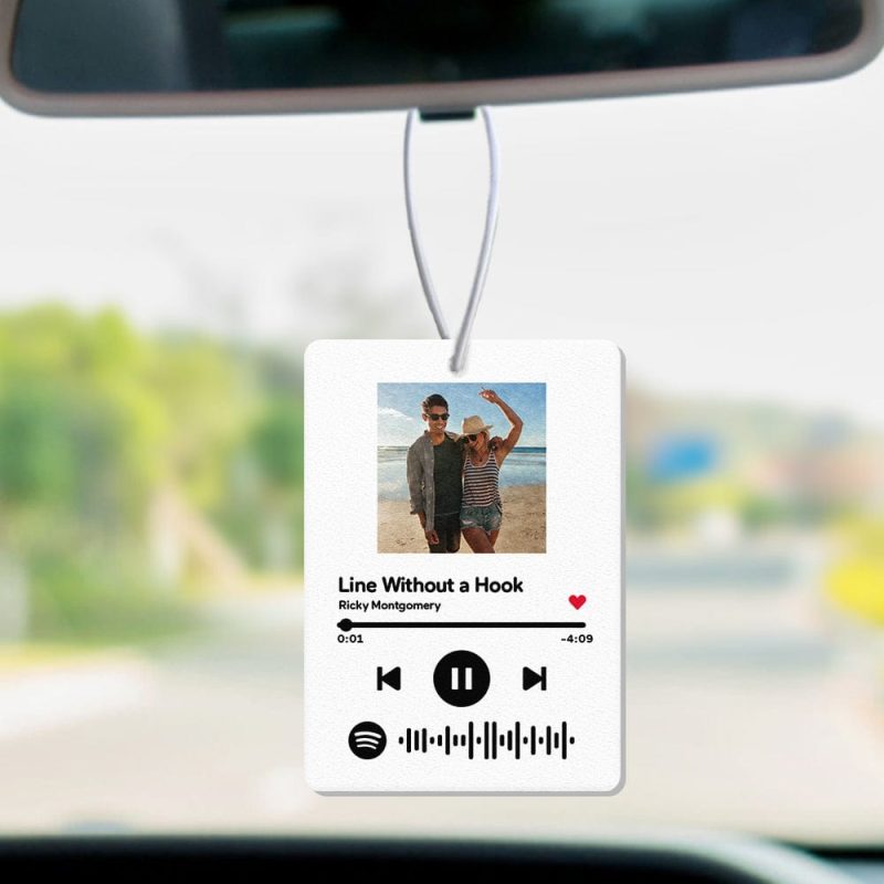 Custom Spotify Code Car Air Freshener Rearview Mirror Ornament Square – White