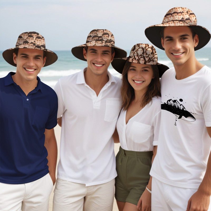 Custom Bucket Hat with Your Face 1&2 Face Unisex Fisherman Cap 6 Size for Company