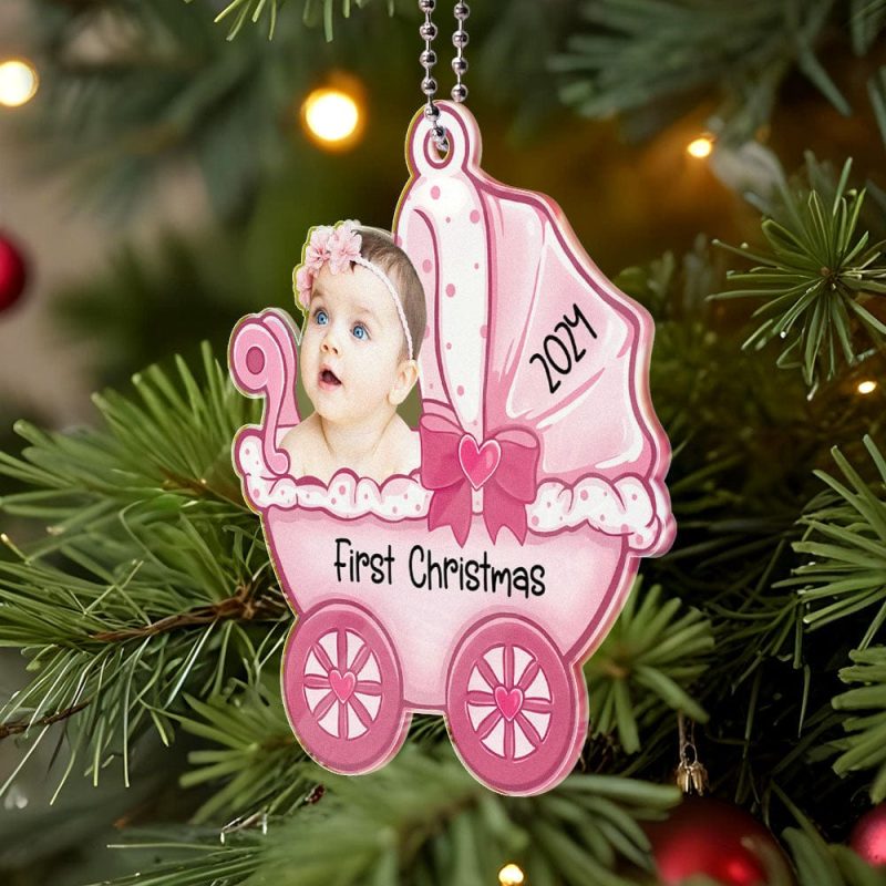 Personalized Baby’s Carriage Ornament Photo Christmas Ornament Gift for Baby