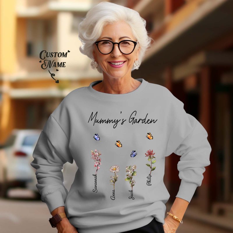 Custom Grandma’s Garden Sweatshirt Personalized Birth Flower Sweatshirt Mother’s Day Gift