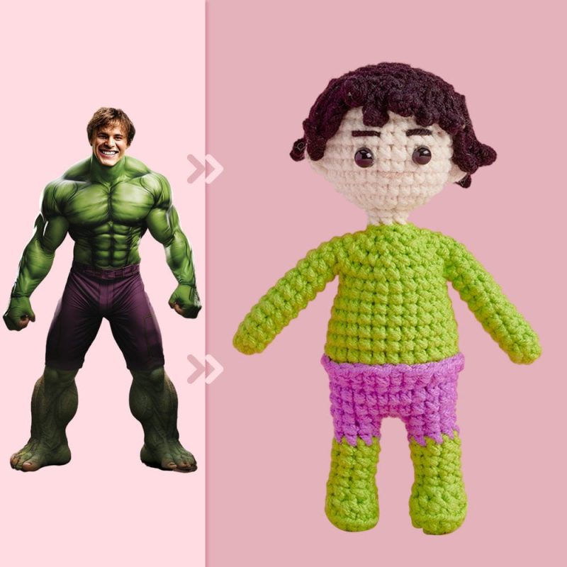 Full Body Customizable 1 Person Custom Crochet Doll Personalized Gifts Handwoven Mini Dolls – Hulk