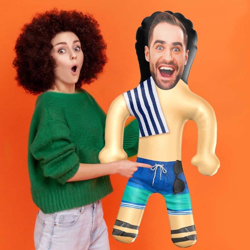 Personalized Beach Guy Blow Up Dolls Funny Inflatable Man Printed Face for Party Favors