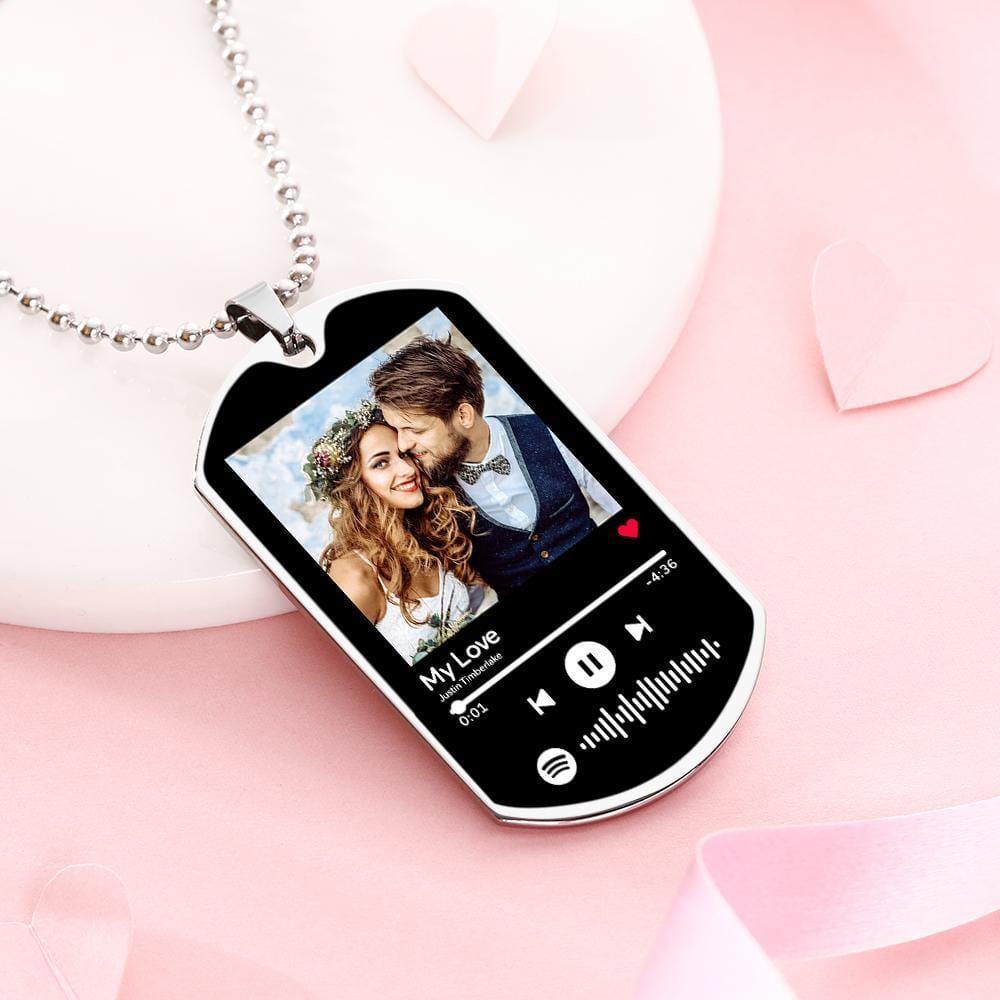 Spotify Necklace Personalized Music Spotify Code Stainless Steel Couple Photo Necklace - Image 4