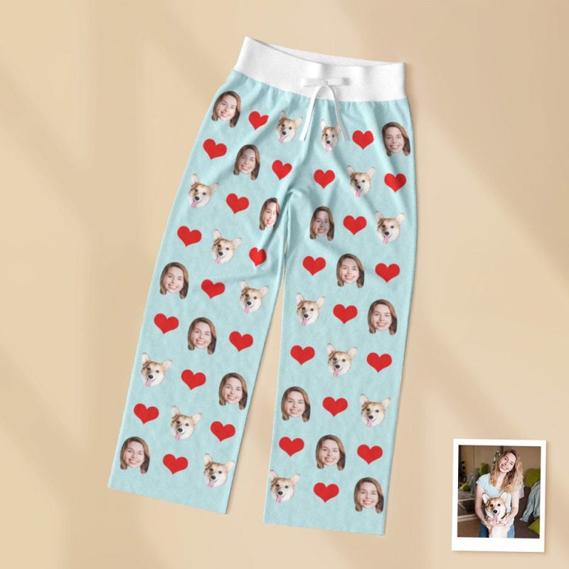 Custom Pajamas with Face Sleepwear Pants Gifts for Pet Lover Up to 2 Faces – 5 Colors