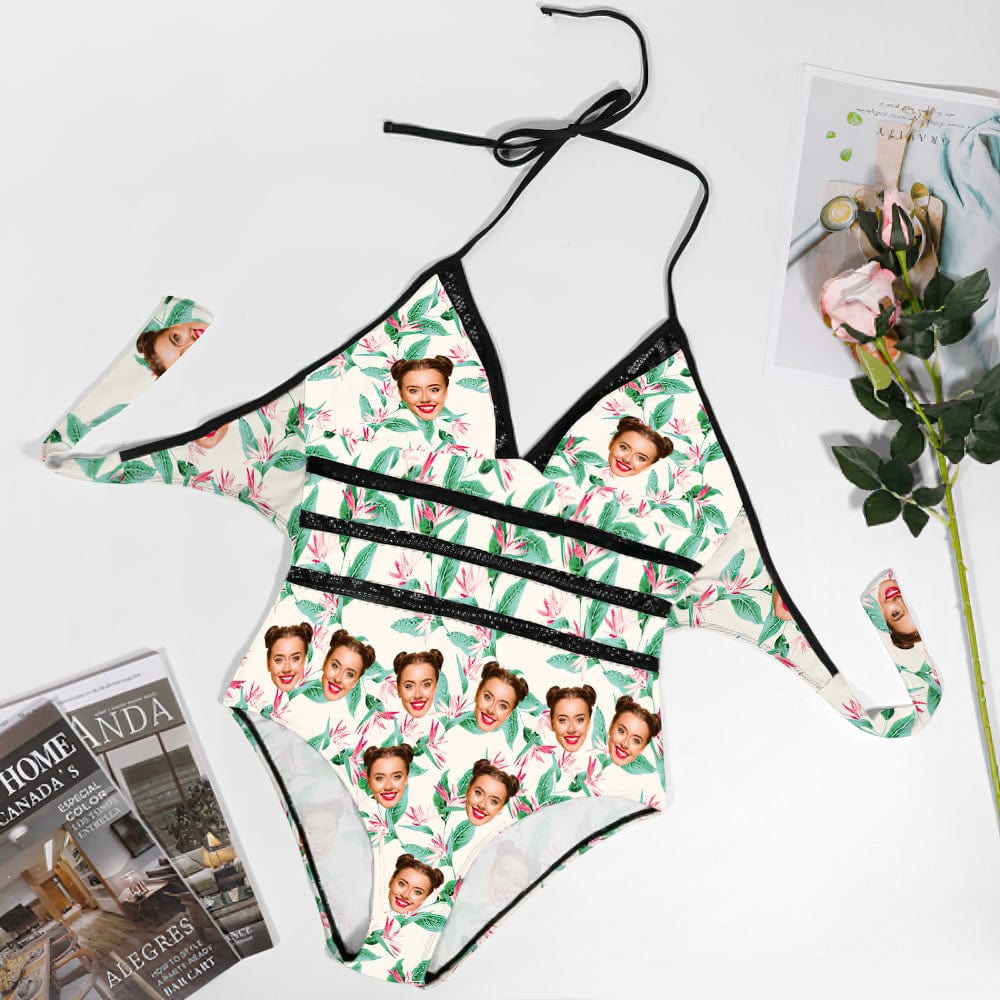 Personalized Bathing Suits With Face Plus Size Gifts for Her Hawaiian Style - Image 2