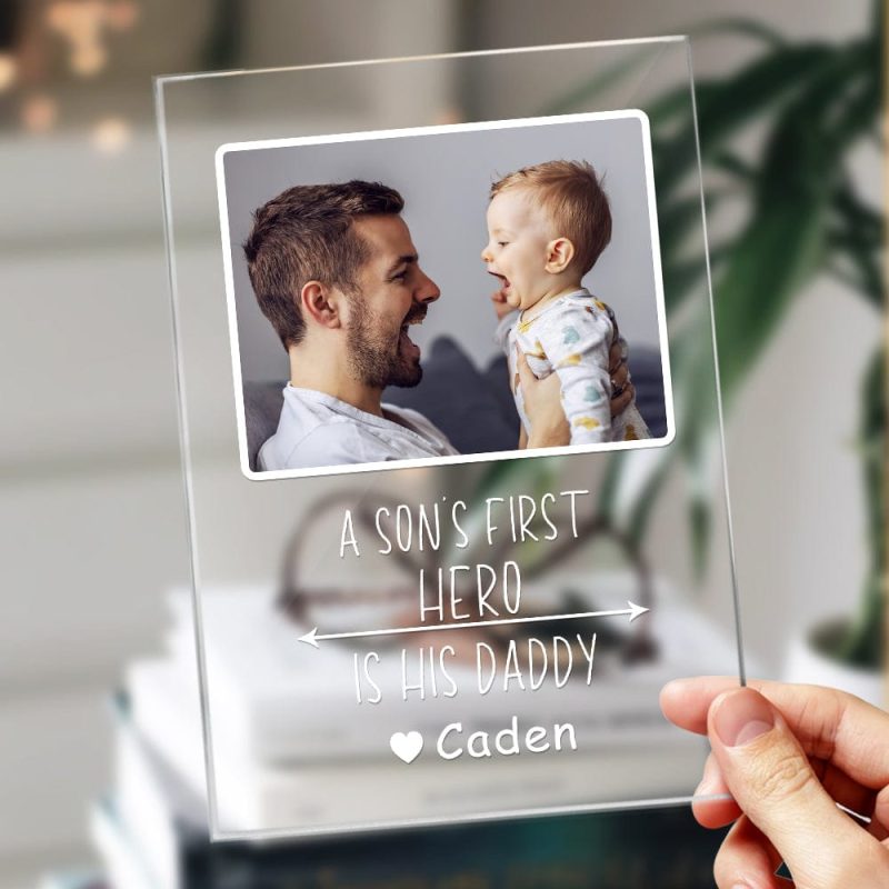 Custom Night Light Name and Photo Plastic Base Night Light Gift for Father’s Day